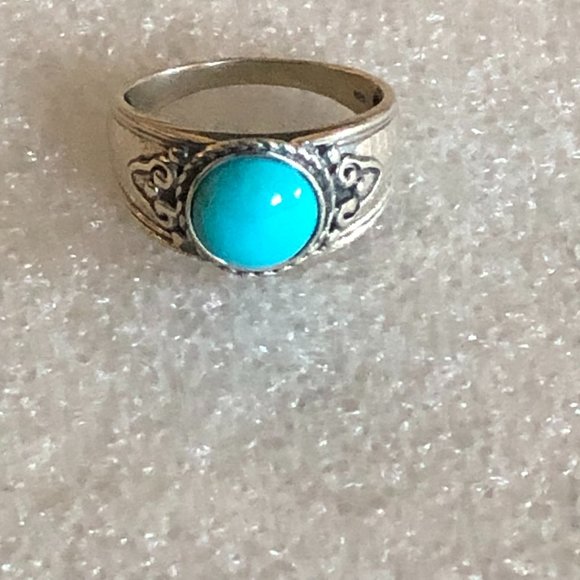 DK 925 Silver Sleeping Beauty Turquoise Ring Size 11 - Picture 1 of 6